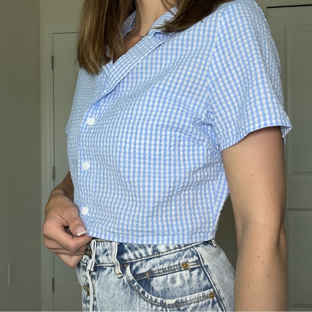 H&M top shirt blue 🩵 women size S